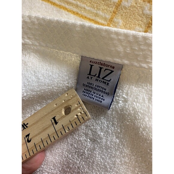 LIZ CLAIBORNE Vintage Bath Towels YELLOW FLORAL BOTANICAL (2) Made USA Cottage - Picture 6 of 14